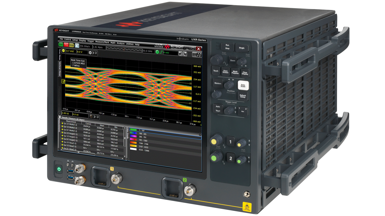 angled  view of Infiniium UXR Real-Time High-Performance Oscilloscope