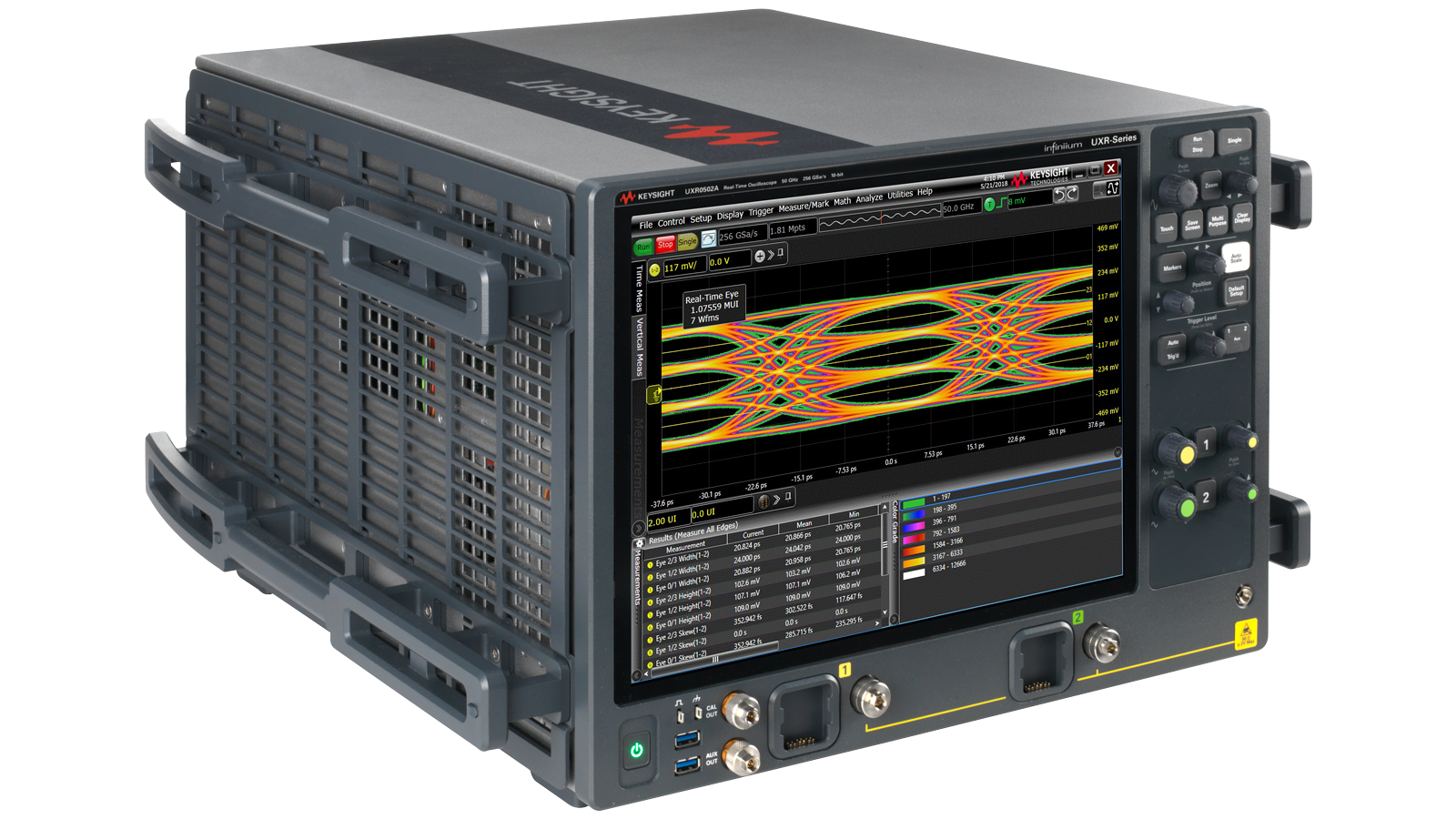 Angled view of Infiniium UXR Real-Time High-Performance Oscilloscope