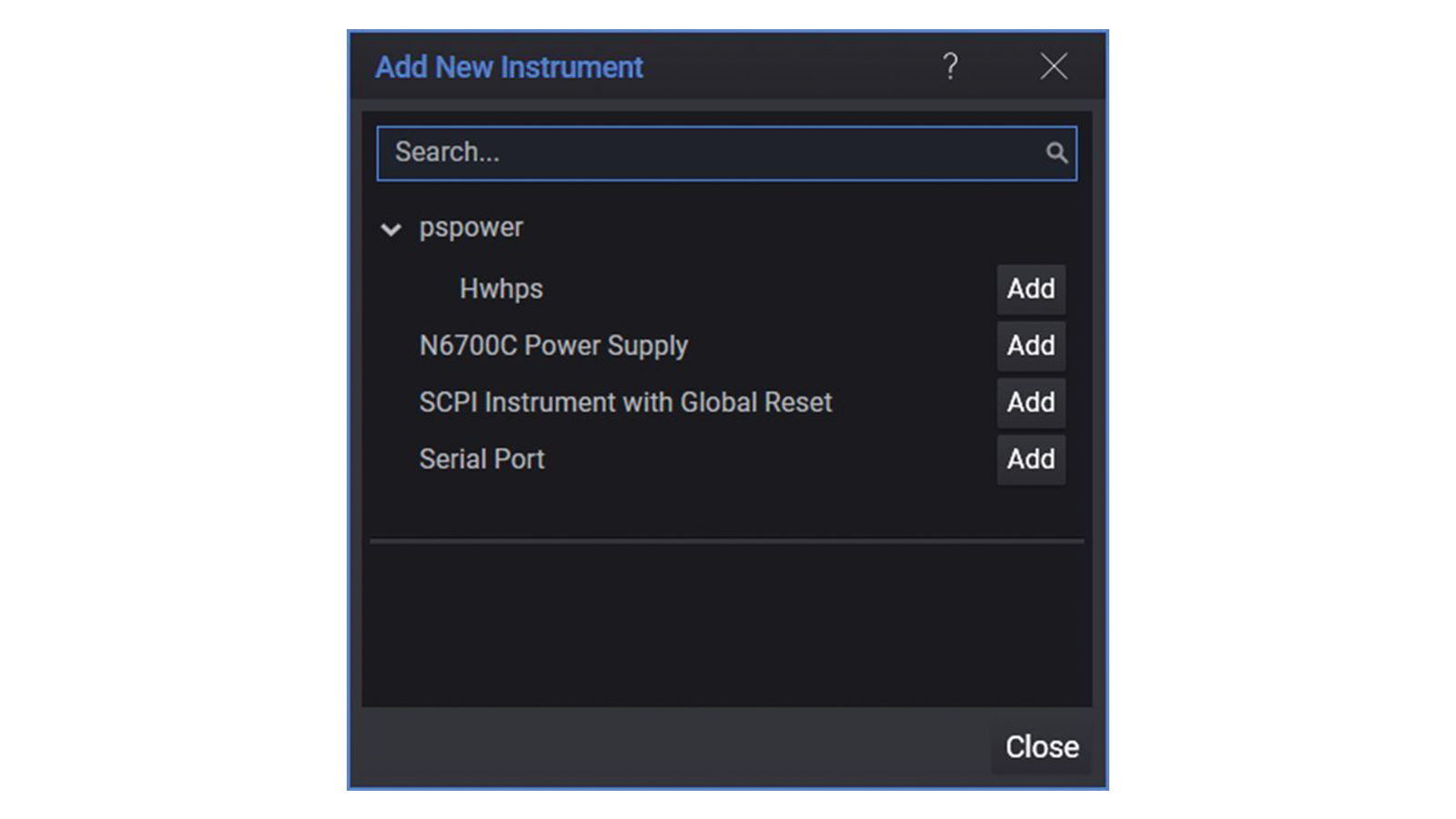 Test Executive Ready Available Instruments